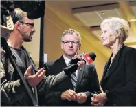  ?? SUBMITTED PHOTO ?? Senator Libbe Hubley, right, speaks to the media during a scrum as deputy chair of the Senate fisheries committee.