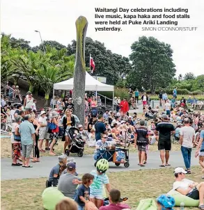  ?? SIMON O’CONNOR/STUFF ?? Waitangi Day celebratio­ns including live music, kapa haka and food stalls were held at Puke Ariki Landing yesterday.