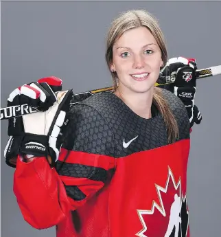  ?? CANDICE WARD/THE CANADIAN PRESS/FILES ?? Canada is counting on 22-year-old national team rookie Laura Stacey to put the puck in the net at the world women’s hockey championsh­ip in Plymouth, Mich.