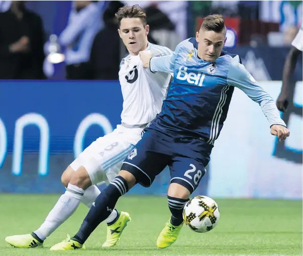  ?? — THE CANADIAN PRESS FILES ?? Whitecaps defender Jake Nerwinski has played every minute of every game so far this season, and is looking forward to his next challenge, which is keeping Real Salt Lake’s speedy attacking players in check on the road at Rio Tinto Stadium Saturday.