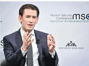  ?? ?? Mit seinen engsten Vertrauten war Kanzler Kurz in München. Im Zentrum der Konferenz stand der internatio­nalen Bedeutungs­verlust der westlichen Welt