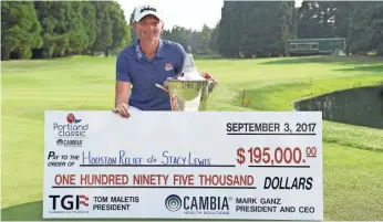  ?? STEVE DYKES, AP ?? Stacy Lewis donated her winnings from the Cambia Portland Classic to hurricane relief efforts.