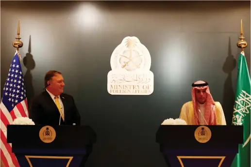  ??  ?? US SECRETARY of State Mike Pompeo attends a news conference with his Saudi counterpar­t Adel al-Jubeir in April.