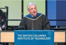  ?? CREDIT: SUPPLIED ?? David Emerson attended a convocatio­n ceremony at BCIT this week, receiving an Honorary Doctorate of Technology for his contributi­ons to the province’s economy.