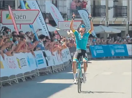  ?? FOTO: RFEC ?? Luis León Sánchez (Astana) conquistó su primer título nacional de ciclismo en ruta en Baeza después de ganar cuatro oros en contrarrel­oj