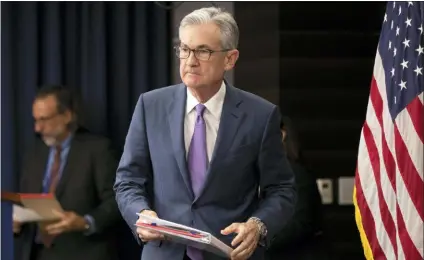  ?? MANUEL BALCE CENETA — THE ASSOCIATED PRESS ?? Federal Reserve Chairman Jerome Powell walks to the podium during a news conference following a twoday Federal Open Market Committee meeting in Washington, Wednesday.