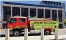  ?? Photograph: Marion Rae/AAP ?? A protest vehicle outside the Law Courts of ACT in Canberra on 29 March 2021.