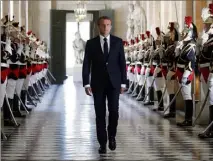  ?? (Photo MAXPPP) ?? Emmanuel Macron à son arrivée au Congrès.