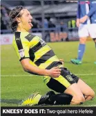  ??  ?? KNEESY DOES IT: Two-goal hero Hefele