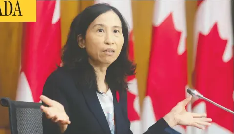 ?? ADRIAN WYLD / THE CANADIAN PRESS ?? Canada's Chief Public Health Officer Theresa Tam has asked Canadians to limit their holidays to immediate family due to a spike in COVID cases.