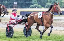  ?? PHOTO: RACE IMAGES ?? Eyes ahead . . . . Highland Star and Matt Anderson head to the line in race 4 at the Amberley Trotting Club’s meeting at Rangiora yesterday.
