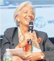  ?? FOTO: AFP ?? IWF-Chefin Christine Lagarde hat Deutschlan­d zu mehr Investitio­nen aufgerufen.