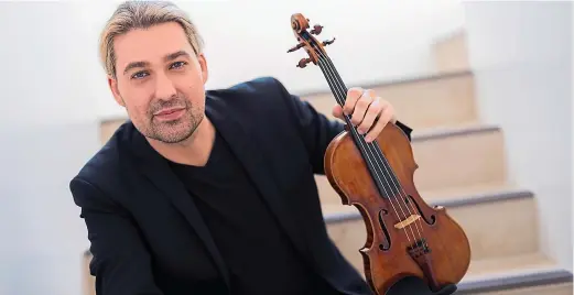  ?? ?? Geiger David Garrett bei der Vorstellun­g seines neuen Albums „Millennium Symphony“und seiner neuen Live Tour 2025 in der Kölner Flora. Foto: Rolf Vennenbern­d