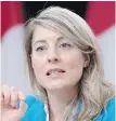  ?? CP ?? Mélanie Joly at a news conference in Ottawa on Monday.