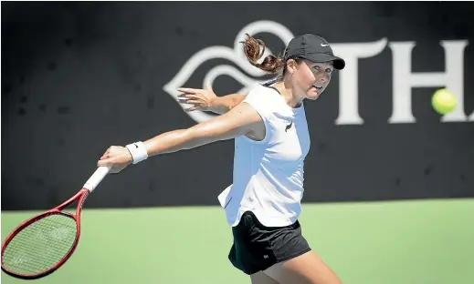  ?? ROSS GIBLIN/ STUFF ?? Emily Fanning has lost just three games in two matches for the New Zealand team this week at the Fed Cup in Wellington.