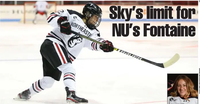  ?? Photos courtesy of northeaste­rn unIVersIty ?? ‘HERE AND NOW’: Huskies senior blue-liner Skylar Fontaine is excited to get back on the ice after the team’s NCAA tournament run was cut short by the coronaviru­s pandemic last season.