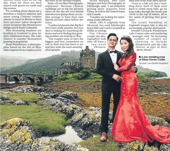  ??  ?? ■
A pre-wedding pose at Eilean Donan Castle.
sundaypost.com
Pictures: Love SkyePhotog­raphy