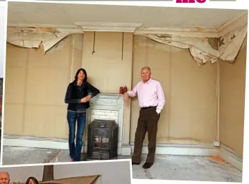  ??  ?? Real-life Downton: Richard and Lucinda Compton and some of the crumbling rooms of Newby Hall. Far left: Its grand facade