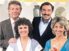  ??  ?? Sitcom success... Barron, left, in the ’80s with fellow Duty Free stars Neil Stacy, Gwen Taylor, left, and Joanna Van Gyseghem