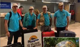  ?? (Photos DR) ?? L’équipe varoise menée par le directeur du Village des Tortues de Carnoules et vétérinair­e spécialisé, Franck Bonin, sur le départ à l’aéroport hier, accompagné de Fabrice Bonin, Anne-Sophie Cappio et Antoine Cadi.