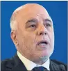  ??  ?? PLEDGE: Iraqi Prime Minister Haider al-Abadi angered at reverse.