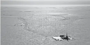  ?? ?? An aerial photo from 2019 shows an explorator­y drilling camp at the proposed site of the Willow oil project on Alaska’s North Slope.