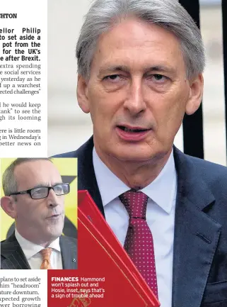  ??  ?? FINANCES Hammond won’t splash out and Hosie, inset, says that’s a sign of trouble ahead