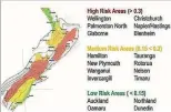  ??  ?? Earthquake risk zones in New Zealand.