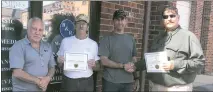  ?? SUBMITTED PHOTO ?? Maryland Welding Technology Inc. founder Bob Romero, far left, stands with teacher R.J. Yates, student Jon Roe and certified welding inspector John Balazek outside of Romero’s B&R Welding Supplies and Services storefront in White Plains. Roe became a certified structural steel welder after passing the D1.1 SMAW 3G and 4G tests earlier this year.