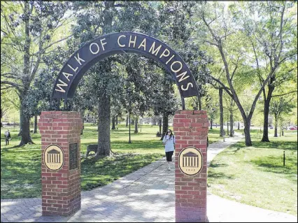  ??  ?? The Walk of Champions cuts through the heart of the Grove on the Ole Miss campus about a mile from downtown Oxford.