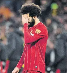  ?? FOTO: EFE ?? La decepción de Mohamed Salah tras la derrota sufrida ante el Watford