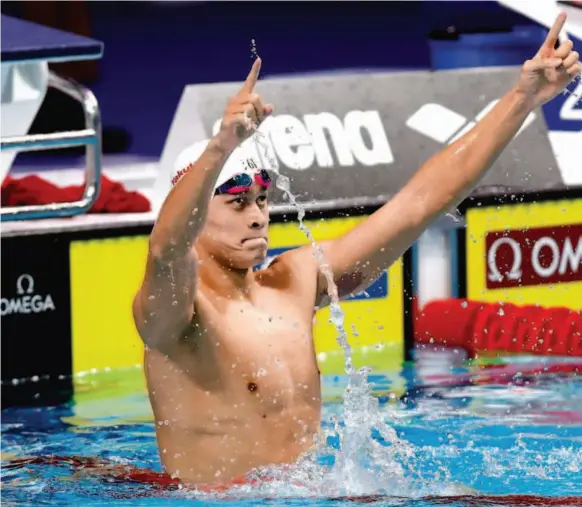  ??  ?? July 25, 2017: At the Budapest 2017 FINA World Championsh­ips, Sun Yang won the men’s 200m freestyle with a time of 1:44.39 to record a groundbrea­king victory and beat the Asian record he set in 2013. VCG