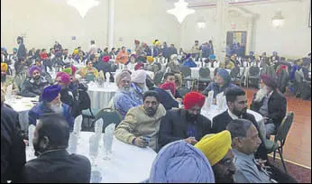  ?? HT PHOTO ?? AAP’s NRI supporters gathered to see the Punjab assembly election results at Shingaar Banquet in Brampton, Canada on Saturday.