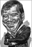  ??  ?? Caricature rendering of William Shatner used in the William Shatner floor plan display at the Television City presentati­on centre.