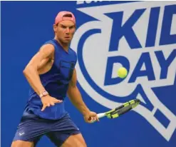  ??  ?? NEW YORK: Rafael Nadal of Spain returns a shot while practicing prior to the start of the 2017 US Open at the USTA Billie Jean King National Tennis Center on Saturday in the Queens borough of New York City. — AFP