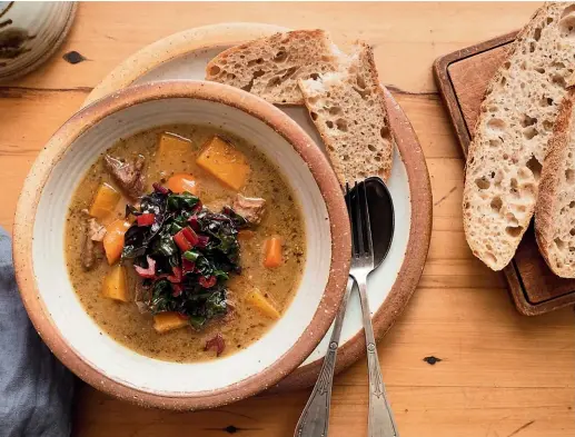  ?? PHOTOS: NICOLA GALLOWAY ?? Show a swede some love with this hearty swede, beetroot and venison casserole with sauteed chard.