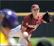  ?? NWA Democrat-Gazette/BEN GOFF ?? Sophomore pitcher Jake Reindl has been a bright spot on the mound this season for the Arkansas Razorbacks, who have lost four of their past six SEC games but are only one game out of first place in the Western Division going into a key road series...