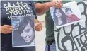  ?? PHOTOS BY NICK OZA/THE REPUBLIC ?? Puente Arizona members hold pictures of 19-year-old Valentina Gloria who has been detained at Maricopa County’s Lower Buckeye Jail since February of 2019. They are demanding the release of the teen who has been diagnosed with bipolar disorder, paranoia, depression, schizoaffe­ctive disorder and post-traumatic stress disorder, according to court documents which also indicate the teen is a survivor of sexual abuse and grew up surrounded by drugs.