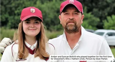  ??  ?? Amber and Duncan Bottrill who played together for the first time for Shepshed’s 4ths v Hathern 2nds. Picture by Dean Parker.