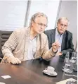  ?? FOTO: ENDERMANN ?? Die DEG-Gesellscha­fter Peter Hoberg (links) und Peter Völkel.