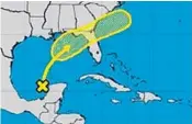  ?? NOAA/COURTESY PHOTO ?? An area of low pressure in the western Caribbean is expected to travel through the Gulf of Mexico and move across northern Florida before emerging over the Atlantic, forecaster­s said.