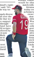  ?? ?? Solidarity: Chris Woakes takes a knee before England’s match