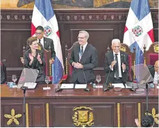  ?? ?? El presidente Luis Abinader durante su discurso ante la Asamblea Nacional.