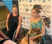  ??  ?? Harper Heta, above, with her ACC recovery manager Justine Hunter at the Attitude Awards in Auckland earlier this month, and, left, as leader of her local kapa haka group.