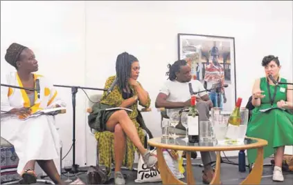  ?? Photo: Retha Ferguson ?? Flashback to 2019: (left to right) Uhuru Phalafala, Radna Fabias, Ishion Hutchinson and Toni Stuart at last year’s Open Book Festival. This year, the festival has moved online.