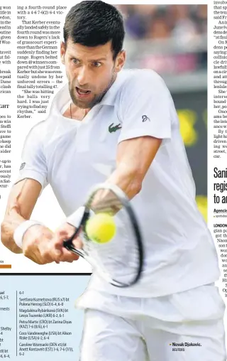  ?? REUTERS ?? Novak Djokovic.