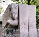  ??  ?? LIPSTICK KISSES: The author’s tomb at Pere Lachaise cemetery