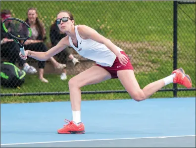  ?? Photo courtesy of Rhode Island College Athletics ?? North Smithfield's Hailey Raskob was part of a Rhode Island College women's tennis program that went 17-1 last year.