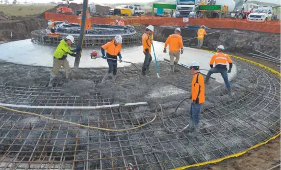  ??  ?? The foundation­s being laid for the wind farm base.