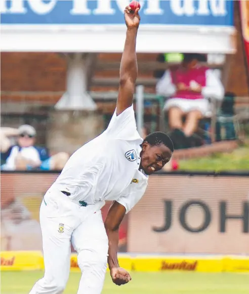  ?? Picture: AP ?? OVERZEALOU­S: South Africa's Kagiso Rabada bumped into the shoulder of Australian captain Steve Smith after dismissing him.